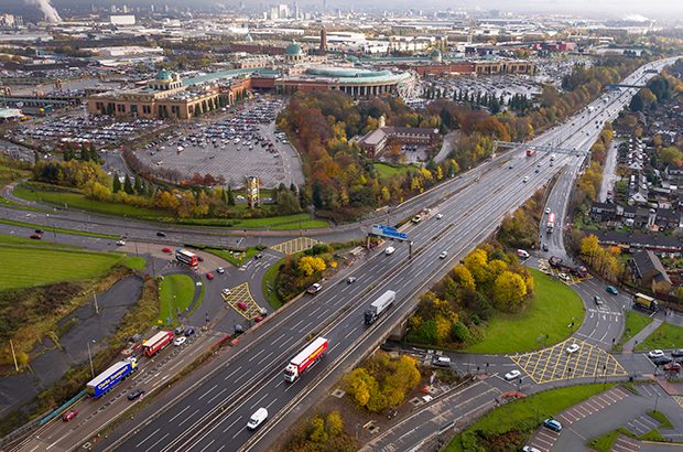 Overhead shot of traffic on motorway