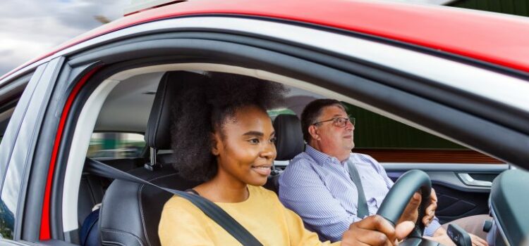 woman on driving lesson