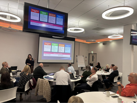 Abigail Holland, DVSA Head of Marketing and External Affairs, sharing the scope of each workstream with the car driver training and testing forum members